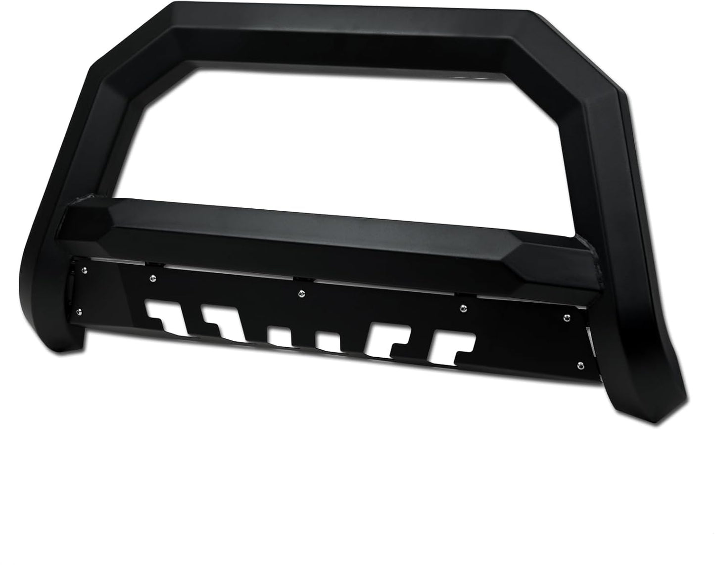 7422439249240 Compatible With 2019-2023 Ford Ranger Matte Black AVT Style Angular Bull Bar Guard with Skid Plate