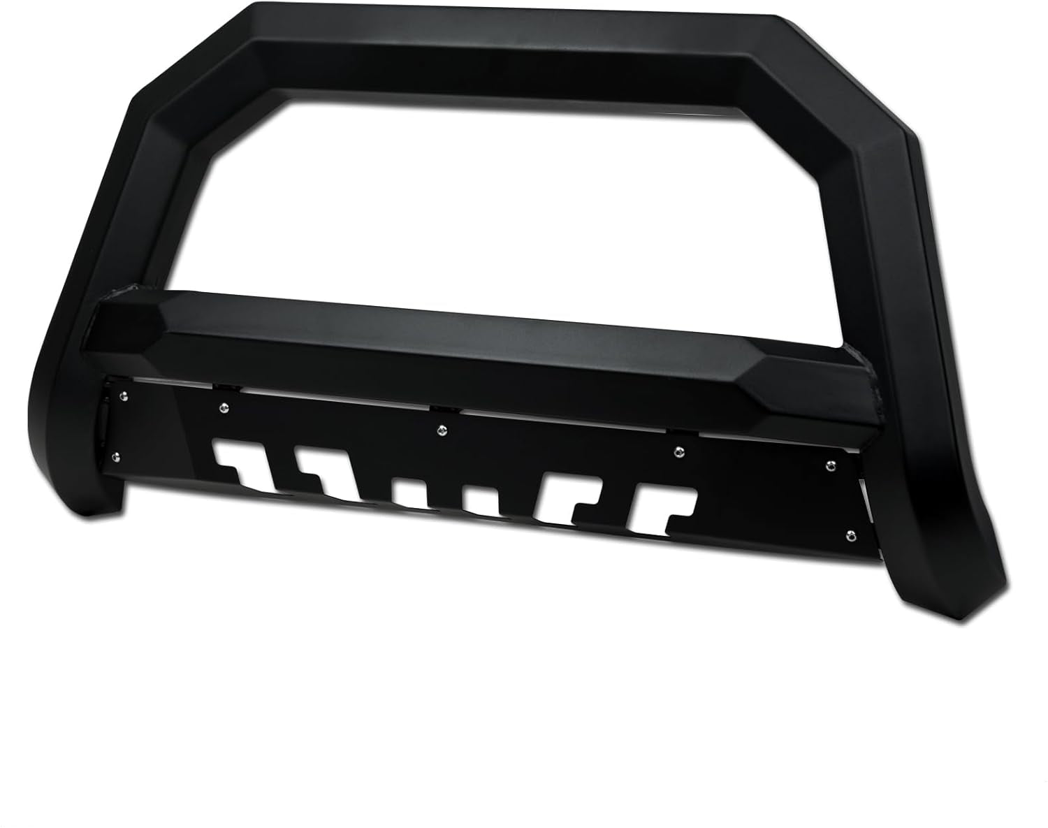 7422439249240 Compatible With 2019-2023 Ford Ranger Matte Black AVT Style Angular Bull Bar Guard with Skid Plate