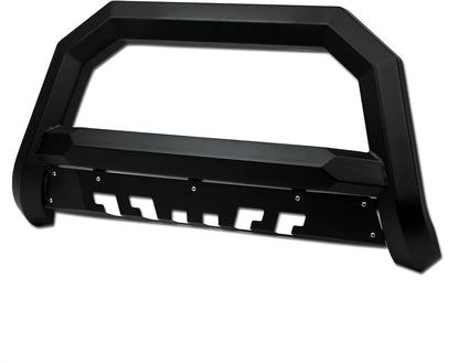7422439249240 Compatible With 2019-2023 Ford Ranger Matte Black AVT Style Angular Bull Bar Guard with Skid Plate