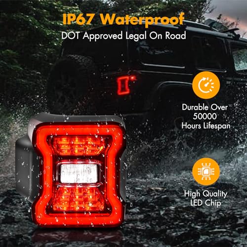 Full LED Tail Lights for Jeep Wrangler JL 2018-2024,Clear Lens