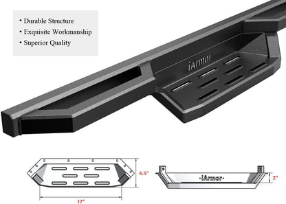 6.5in Nerf Bars Pocket Steps Square Tube Rocker Guards Compatible with Toyota Tundra CrewMax Cab 07-21
