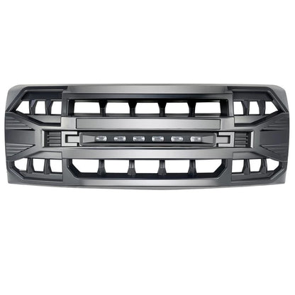 Front Grill Replacement for F150 2009-2014, Matte Black Front Bumper Grille w/Off-Road Lights - OMOTOR