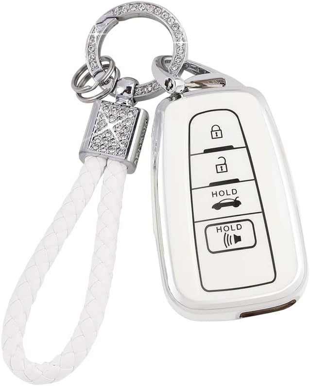 Key Fob Cover for Toyota Camry RAV4 Corolla C-HR Avalon Highlander Prius Smart Keys Case Shell Protector Bling Keychain