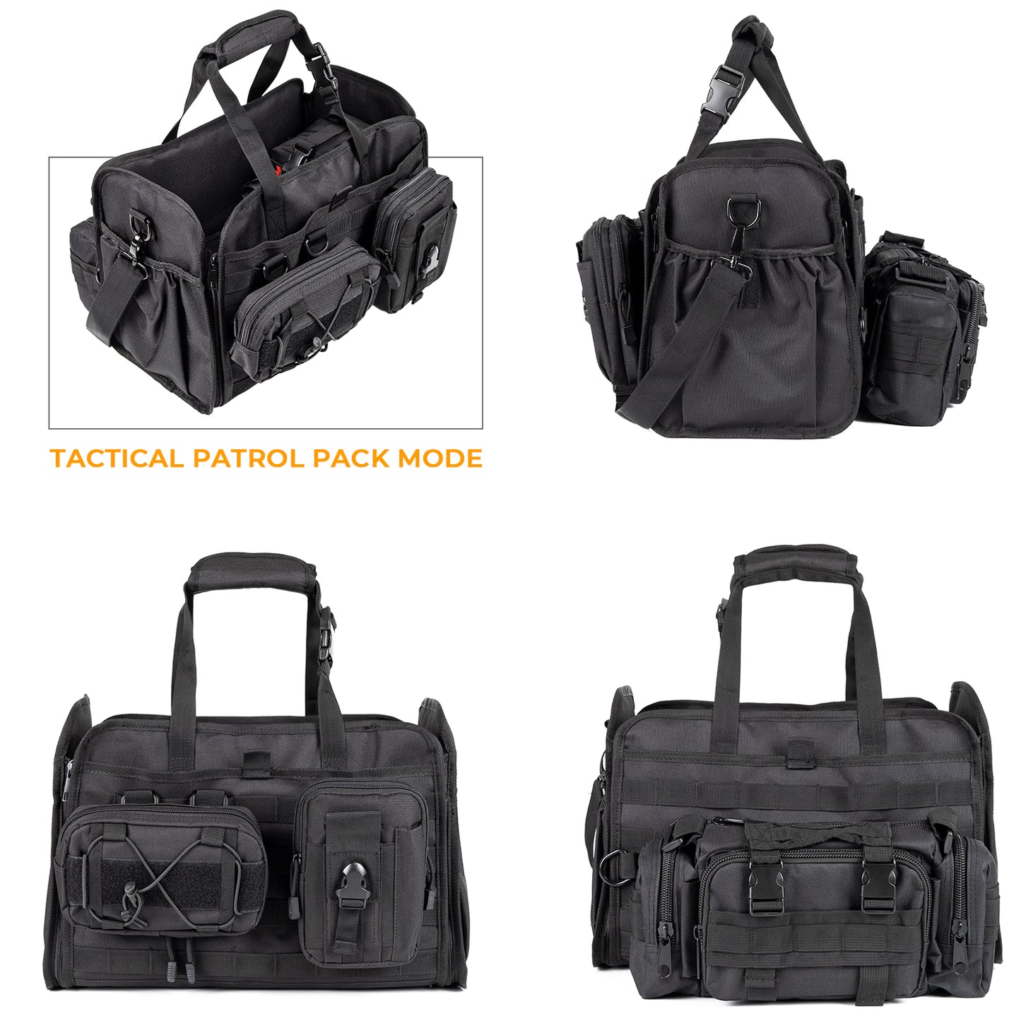 Universal Tactical Car Seat Back Organizer Patrol Bag Tactical Molle Vehicle Organizers with 5 Detachable Molle Pouches Multi-function Designed