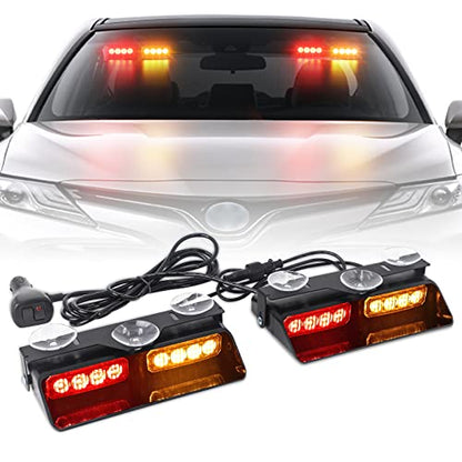 2 in 1 Dash Strobe Lights Front/Rear 16 LED Windshield Lights