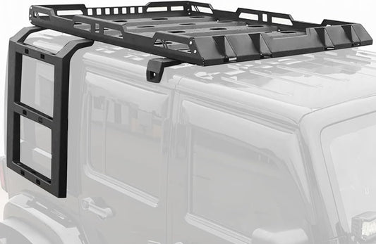 Roof Rack fit for Jeep Wrangler JL 2018-2025 4 Door w/Double Ladders Roof Rack Cargo Basket Luggage Carrier Heavy Duty Steel Cargo Storage Carrier (You Will get 2 Packages)