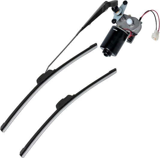 Xislet UTV Electric Windshield Wiper Kit Compatible with Polaris Ranger RZR Can Am Kawasaki Honda Pioneer Golf Cart Tractor with 12V Motor/2pcs 16inch Blades/Instructions