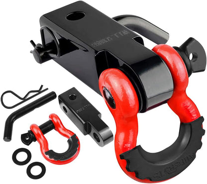 Tow Hitch Receiver 2, 45,000 Lbs Break Strength Heavy Duty Receiver with 5/8 Screw Pin, 3/4 Shackle, Towing Accessories for Vehicle Recovery Off-Road - OMOTOR