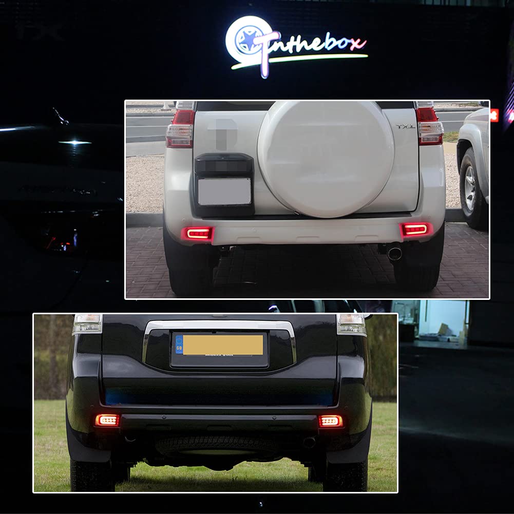 3D Optic LED Rear Bumper Reflectors Brake Tail Light Lamps Kit For Toyota Land Cruiser PRADO FJ 150 2010 - 2018