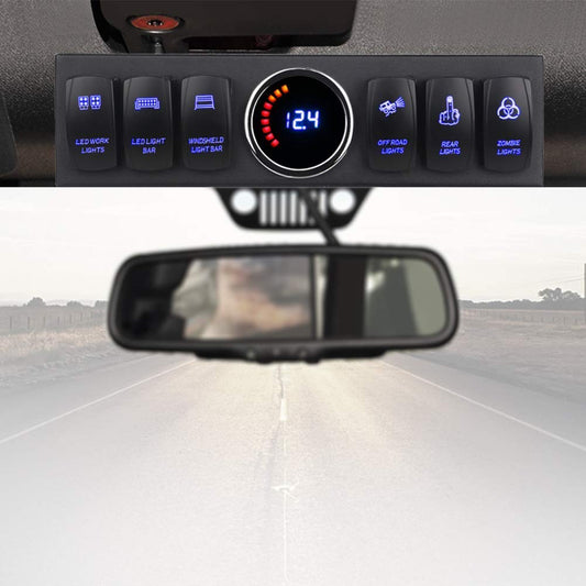 WATERWICH 6 Gang Rocker Switch Panel Pod with 80A Relay Box Circuit Breaker Source Control System Compatible with Jeep Wrangler JK JKU 2007-2018 with 12 Switch Covers & a Switch Clip Remover