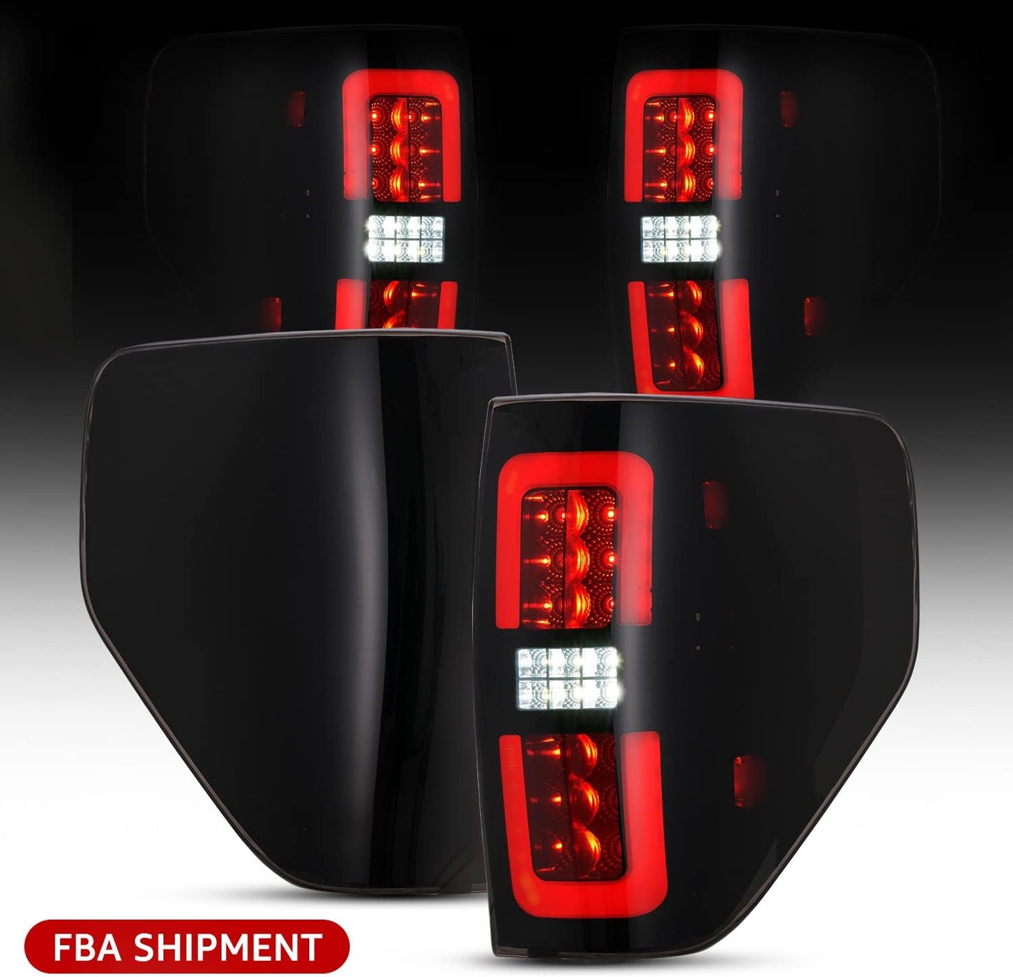 2PCS Black Smoked LED Tail Lights Assembly for 2009-2014 Ford F150 Pickup