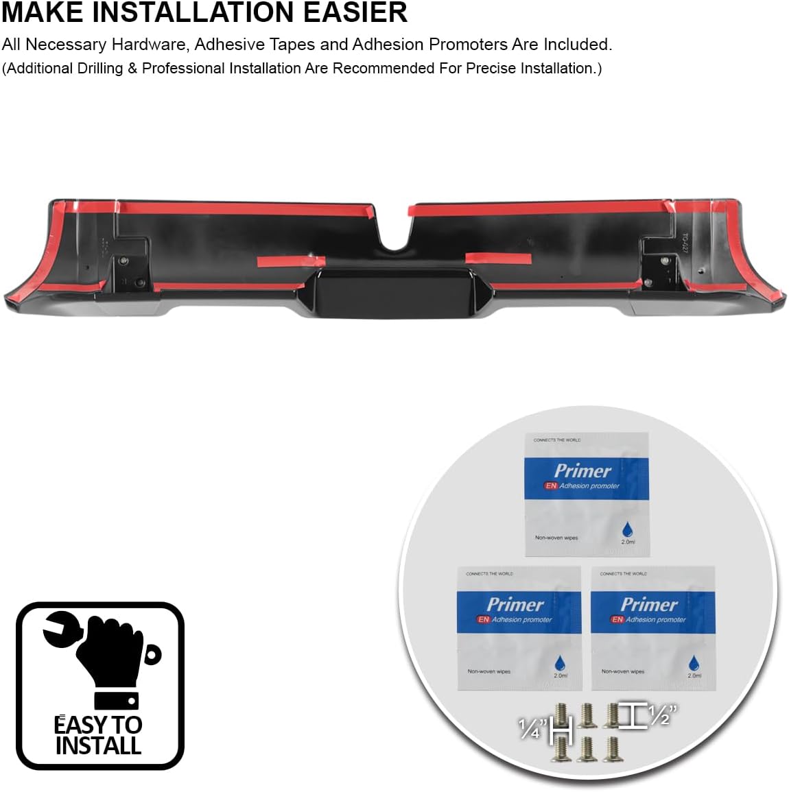 Spec-D Tuning Glossy Black ABS Cab Roof Spoiler For 2016-2022 Toyota Tacoma Models