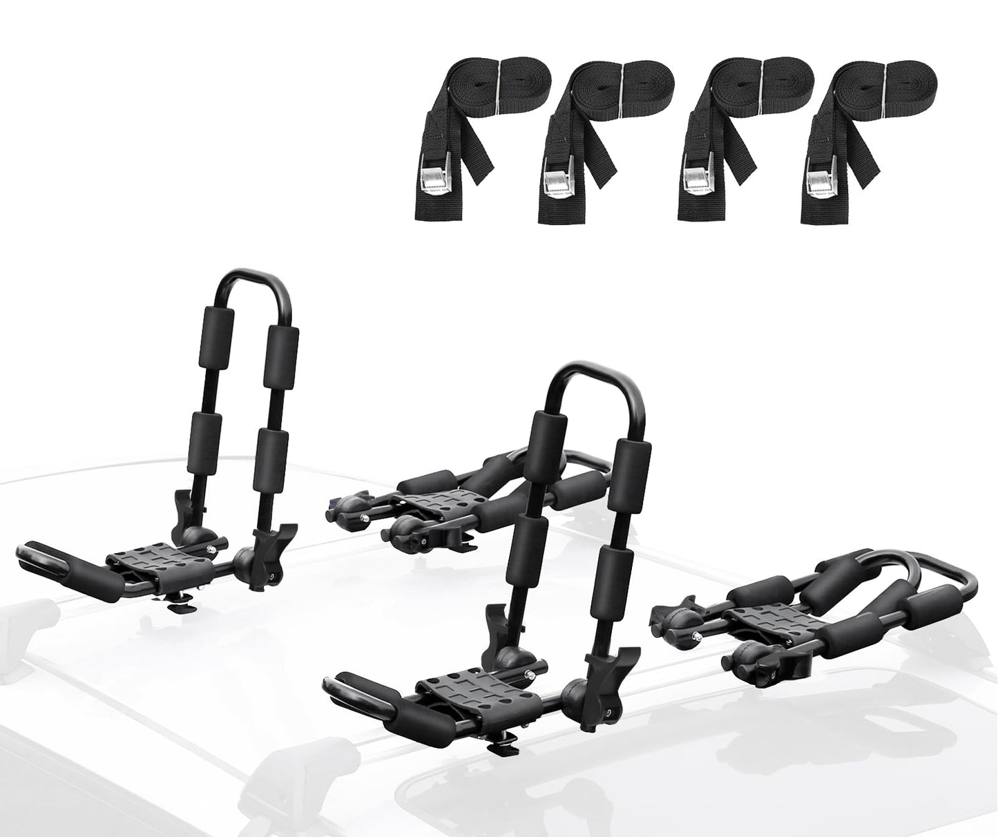 Folding Kayak Rack J-Bar Car Roof Mount for Canoe SUP Surfboard with Straps