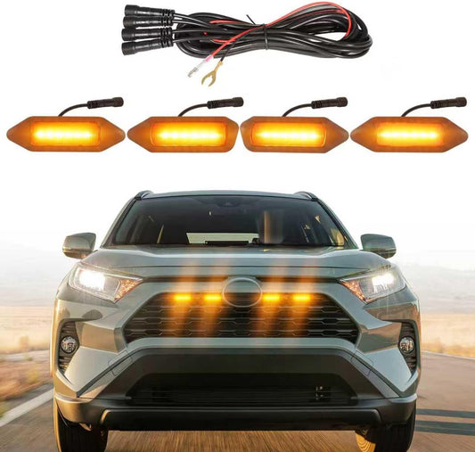 Front Grill Lights for 2019-2024 Toyota RAV4 Hybrid LE SE XLE XSE Limited - OMOTOR