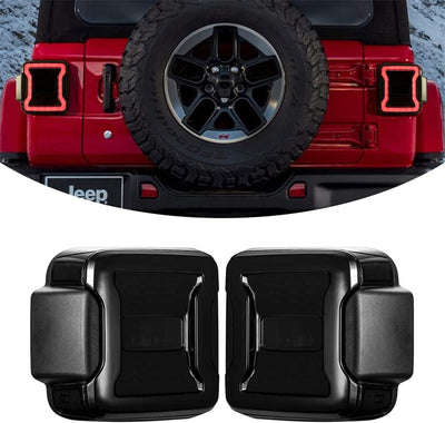 Smoked LED Tail Lights for 2018-2026 Jeep Wrangler JL/4xe Brake Light Reverse Light Turn Signal Light