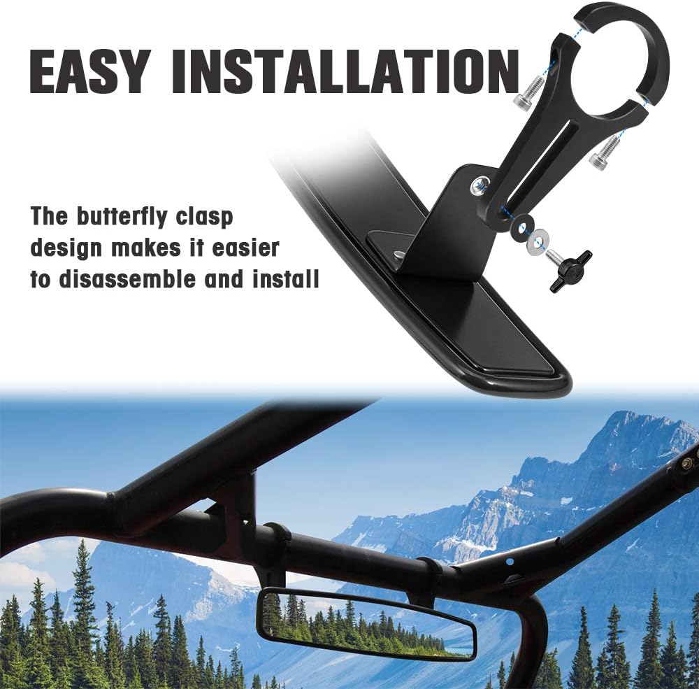 UTV RearView Mirror, 15" Ultra Clear SXS UTV Mirror with 1.75" Clamps and Convex Design