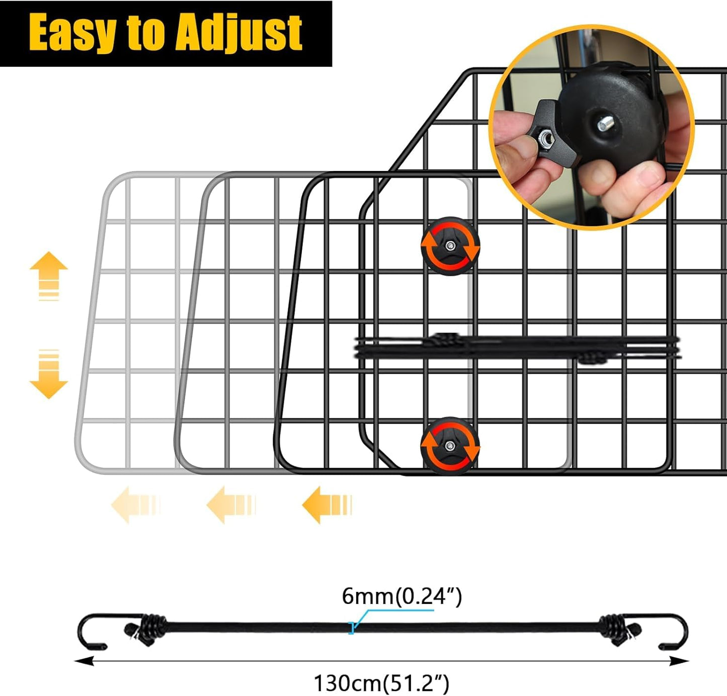 Adjustable Steel Mesh Dog Car Barrier for SUVs and Trucks