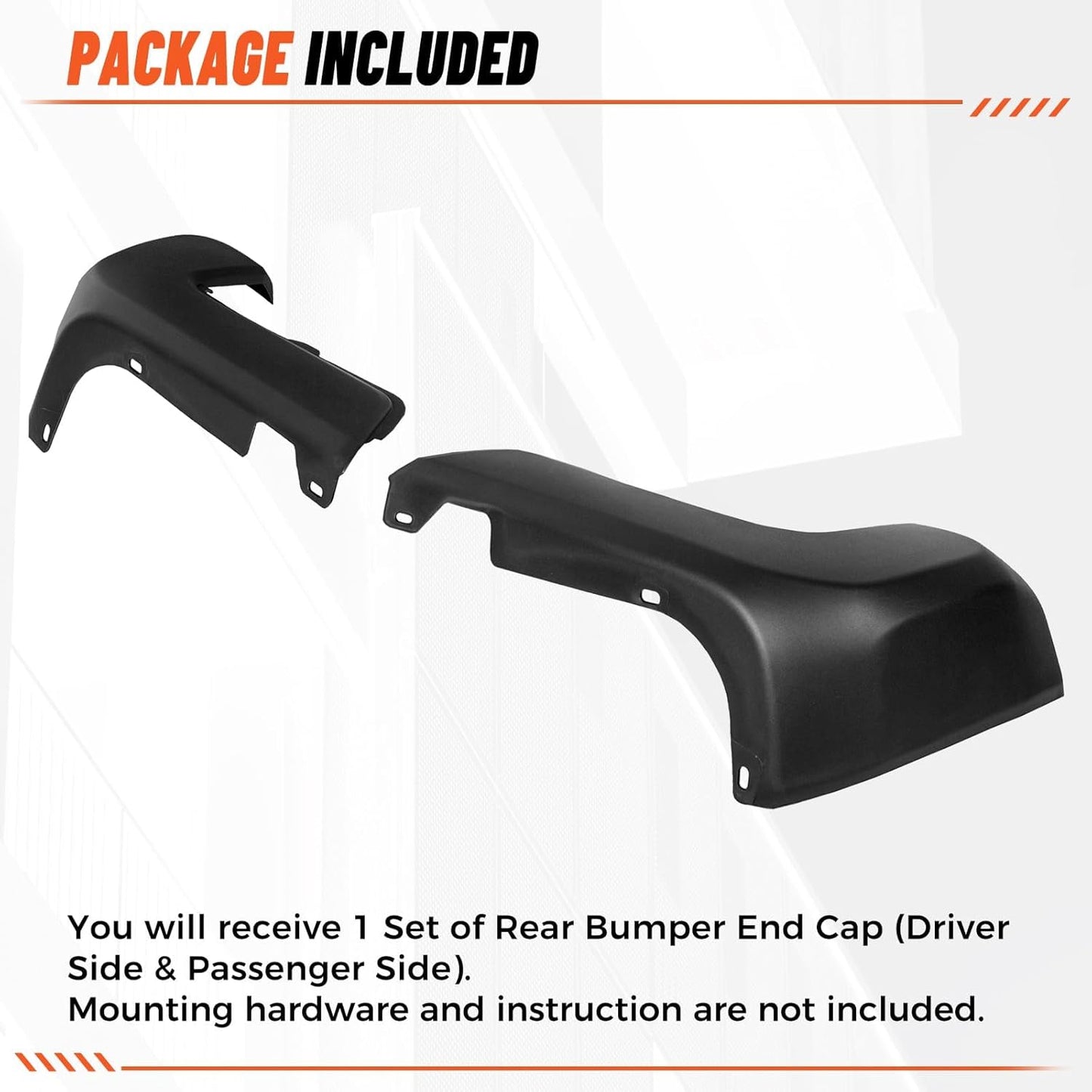 ECOTRIC Rear Bumper End Cap Compatible With 2016-2023 Toyota Tacoma W/O Sensor Hole Replace for TO1105133, TO1104133; 52156-04010, 52155-04010 Corner Cover Driver and Passenger Side Black