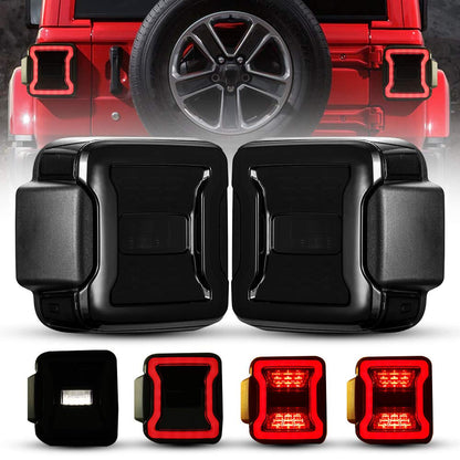 BUNKER INDUST Smoked LED Tail Lights Replacement Kit for 2018-2022 Jeep Wrangler JL Accessories, Rear Brake Light Tail Lamp Turn Signal Light Reverse Back Up Assembly,Pair