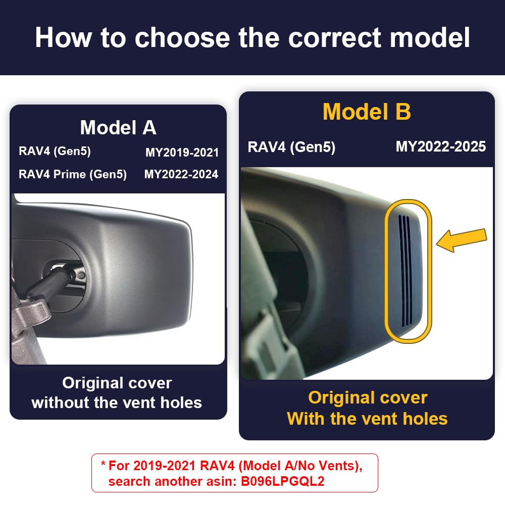 4K Dash Cam Suitable for Toyota RAV4 2022-2025 (Model B/with Vent Hole on Cover)