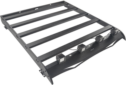 Roof Rack Steel Crossbars Cargo Carrier Basket with LED Lights for 2014-2021 Toyota Tundra Crewmax Pickup Truck