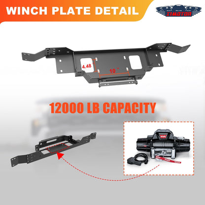 Front Hidden Winch Plate for 2014-2021 Toyota Tundra with Flip-up Licence Plate Mounting Bracket
