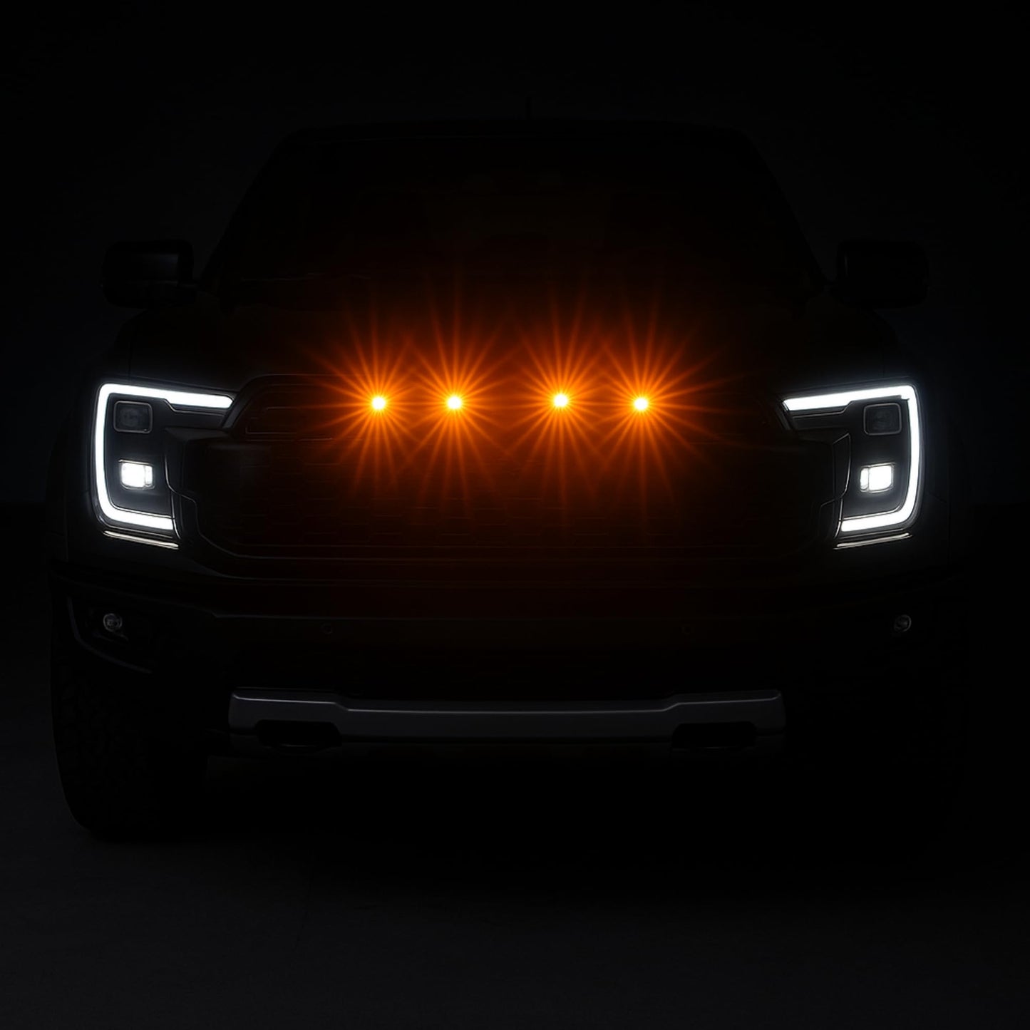 4Pcs Amber LED Front Grille Lights Compatible with 2022-2025 Ford Next-Gen Ranger Raptor