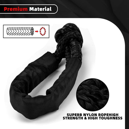 Snatch 66000 LB Recovery Ring with 2 PCS Soft Shackle 1/2" X 22 Inch Winch Rope for ATV UTV SUV Truck Off Road