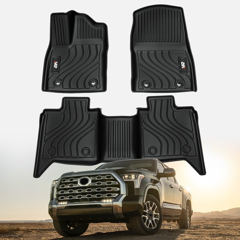 All-Weather TPE Front and Rear Row Floor Liners Floor Mats Fit for Toyota Tundra