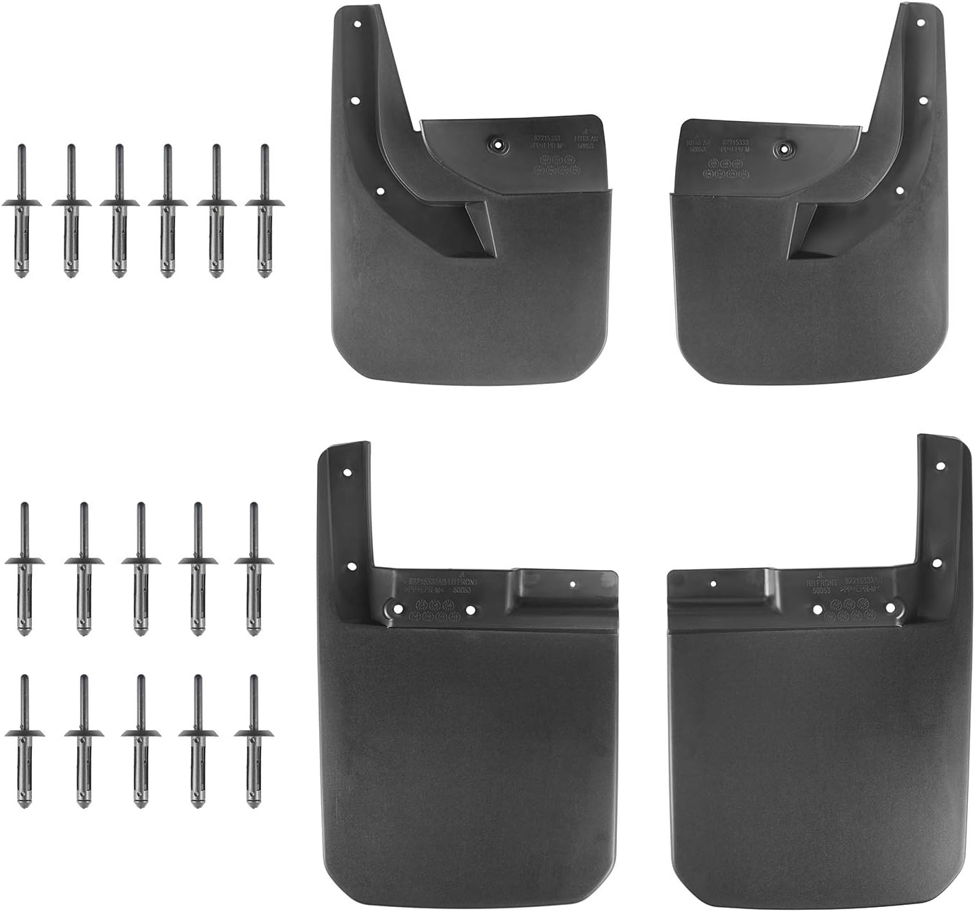 Hooke Road Fender Flares Front & Rear Mud Splash Guards Kit Compatible with 2018-2025 Jeep Wrangler JL Sahara Sport Sports (Exclude Rubicon)