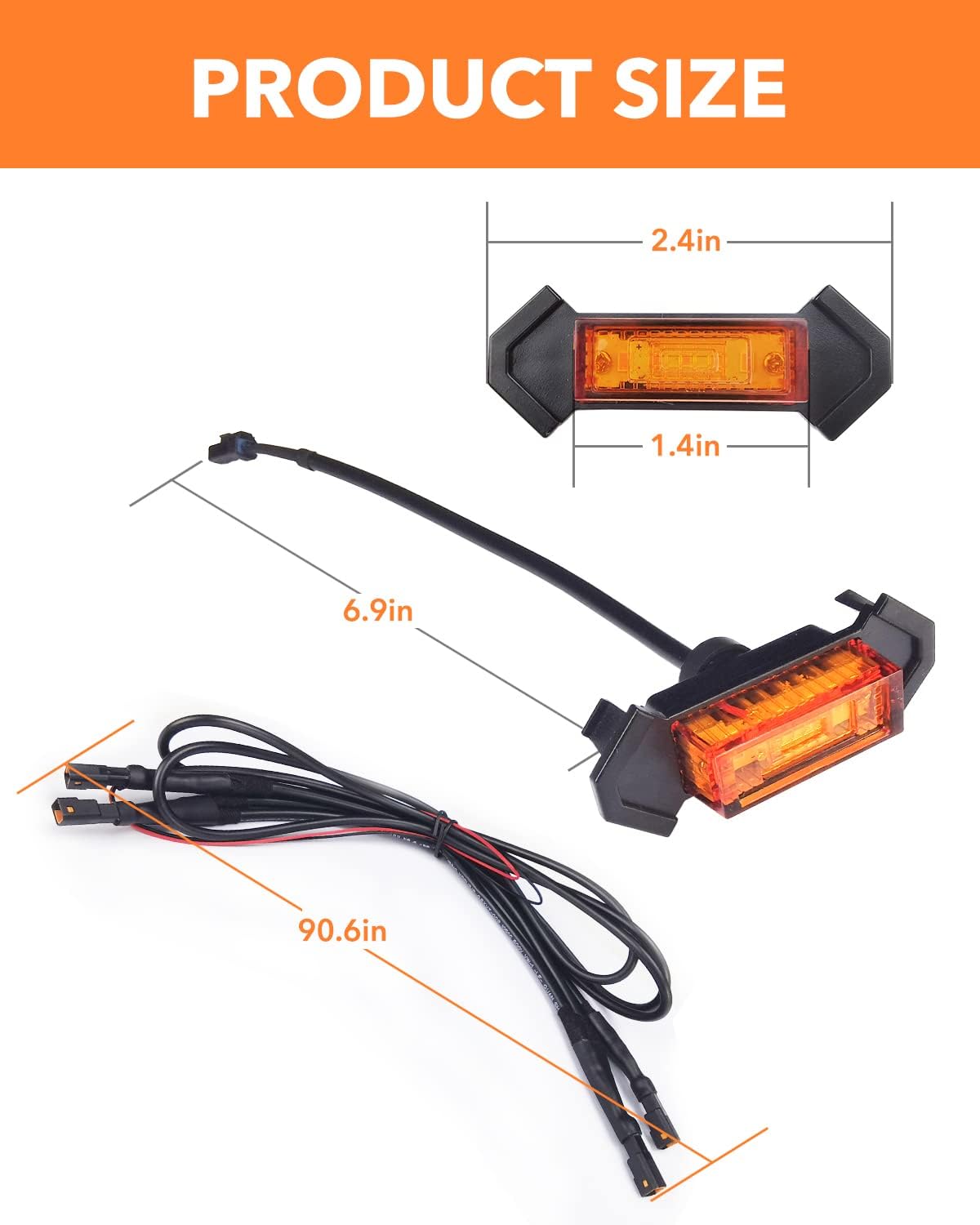 OXILAM LED Grille Lights 4 PCS with Fuse Adaptor for Tacoma TRD PRO 2016-2023 OEM Front Grille, Amber Shell with Amber Light, (Amber Yellow)