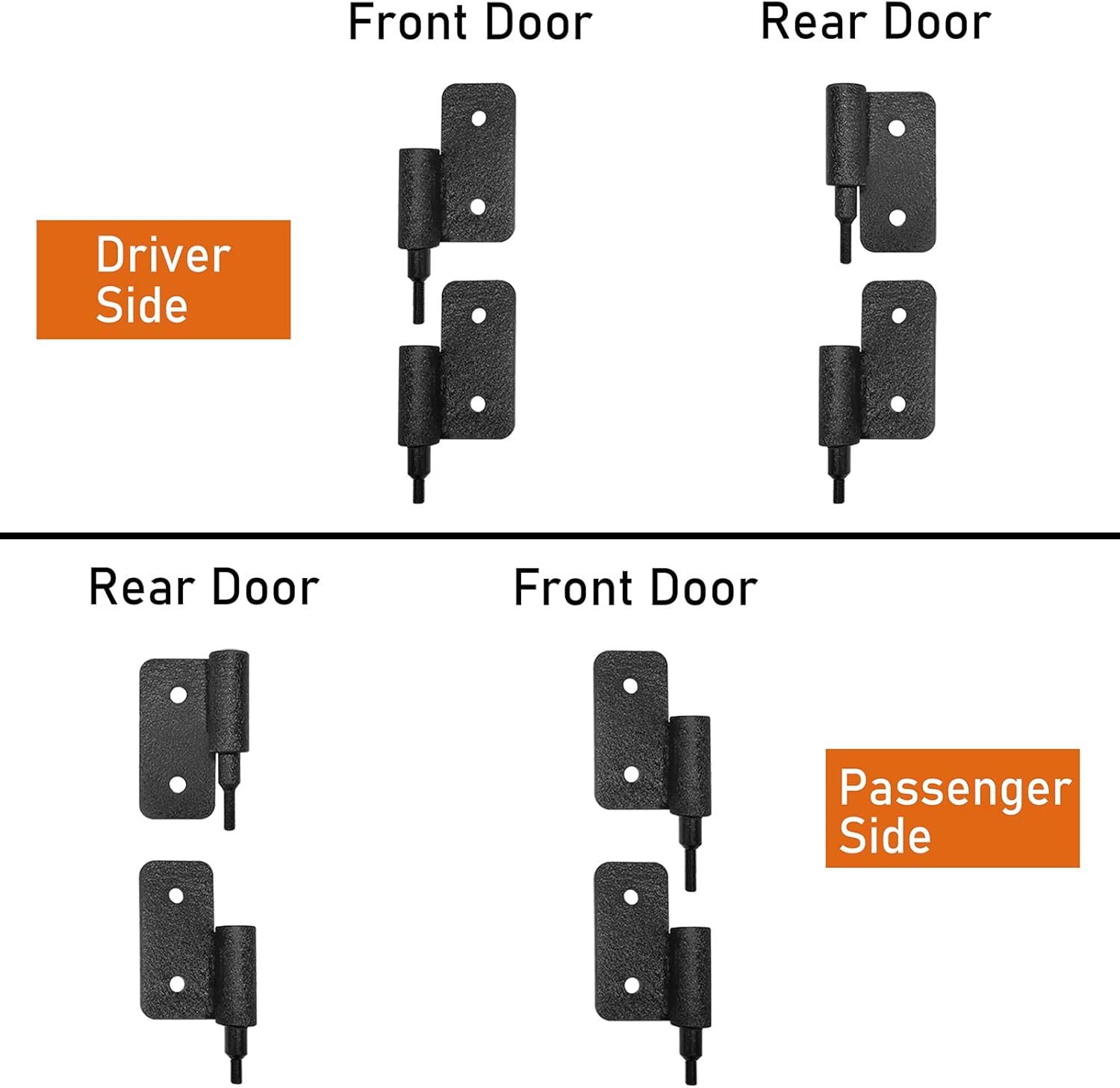 Hooke Road Front Rear Tubular Half Doors for 2018-2025 Jeep Wrangler JL & 2020-2025 Gladiator JT (4 Doors Set)
