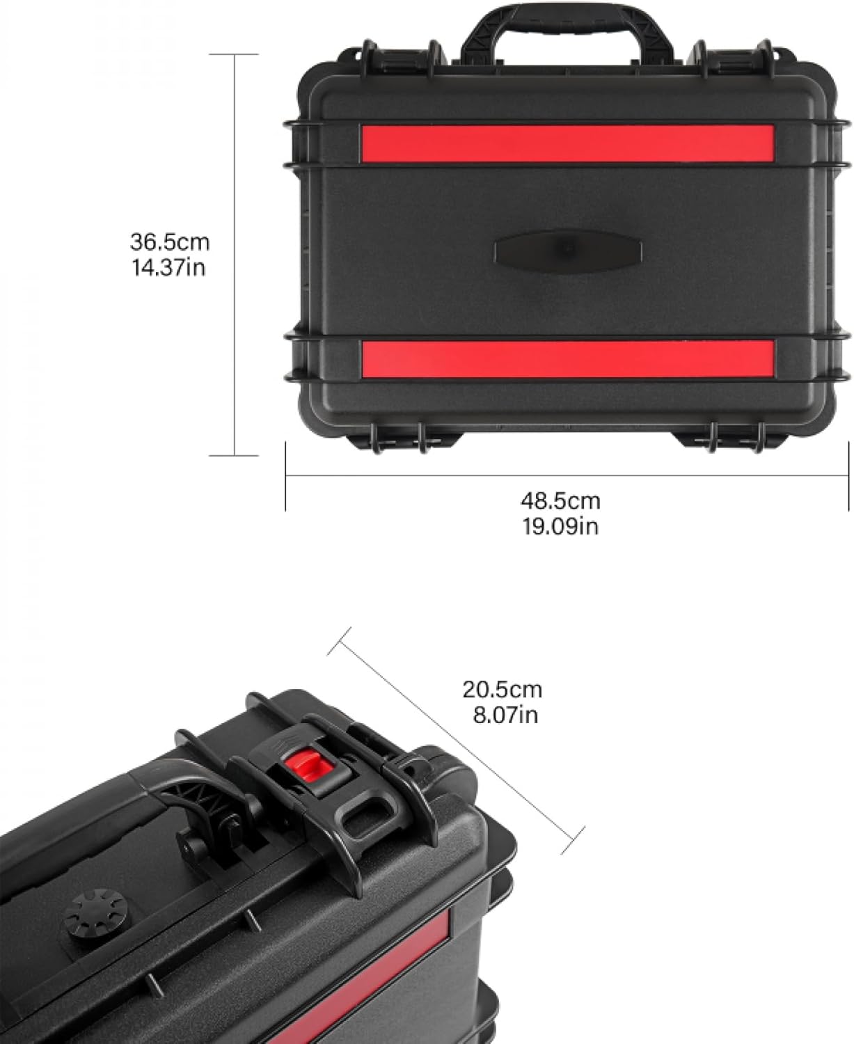 Waterproof Hard Case with Lid Storage Box and Dividers - Black Plastic Precision Instrument Case