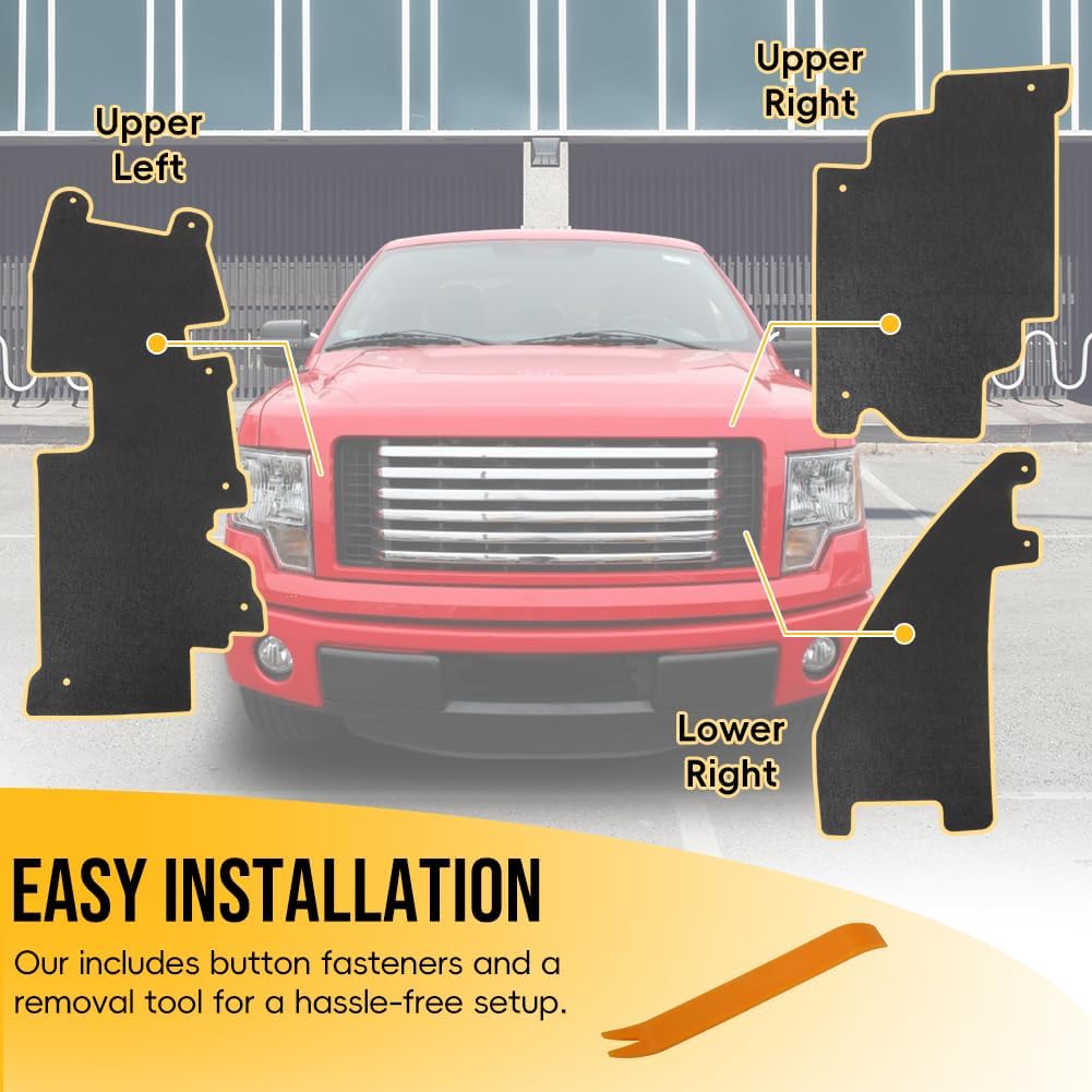 3PCS Trucks Grille Air Deflector Kit for 2009-2014 Ford F150 Raptor Radiator Support Accessory with Fasteners Replacement FO1218114 FO1218119