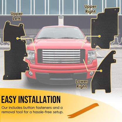 3PCS Trucks Grille Air Deflector Kit for 2009-2014 Ford F150 Raptor Radiator Support Accessory with Fasteners Replacement FO1218114 FO1218119