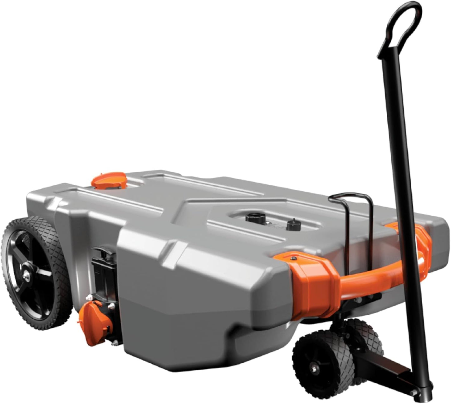 28/36 Gallon Portable RV Tote Tank - Features 2 Steerable No-Flat Front Wheels & Built-in Gate Valve - Includes Removable 24" Tow Bar, 3’ Sewer Hose