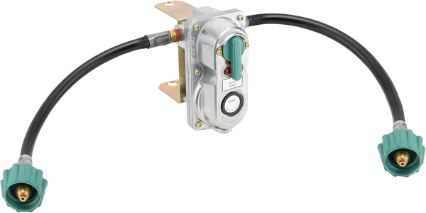 RecPro RV Propane Gas Regulator 2-Stage Auto Changeover | 11.5" Pigtail Hose Connector | 250 PSI | 287,500 BTU | Mounting Bracket & Cover | For RVs, Vans & Trailers