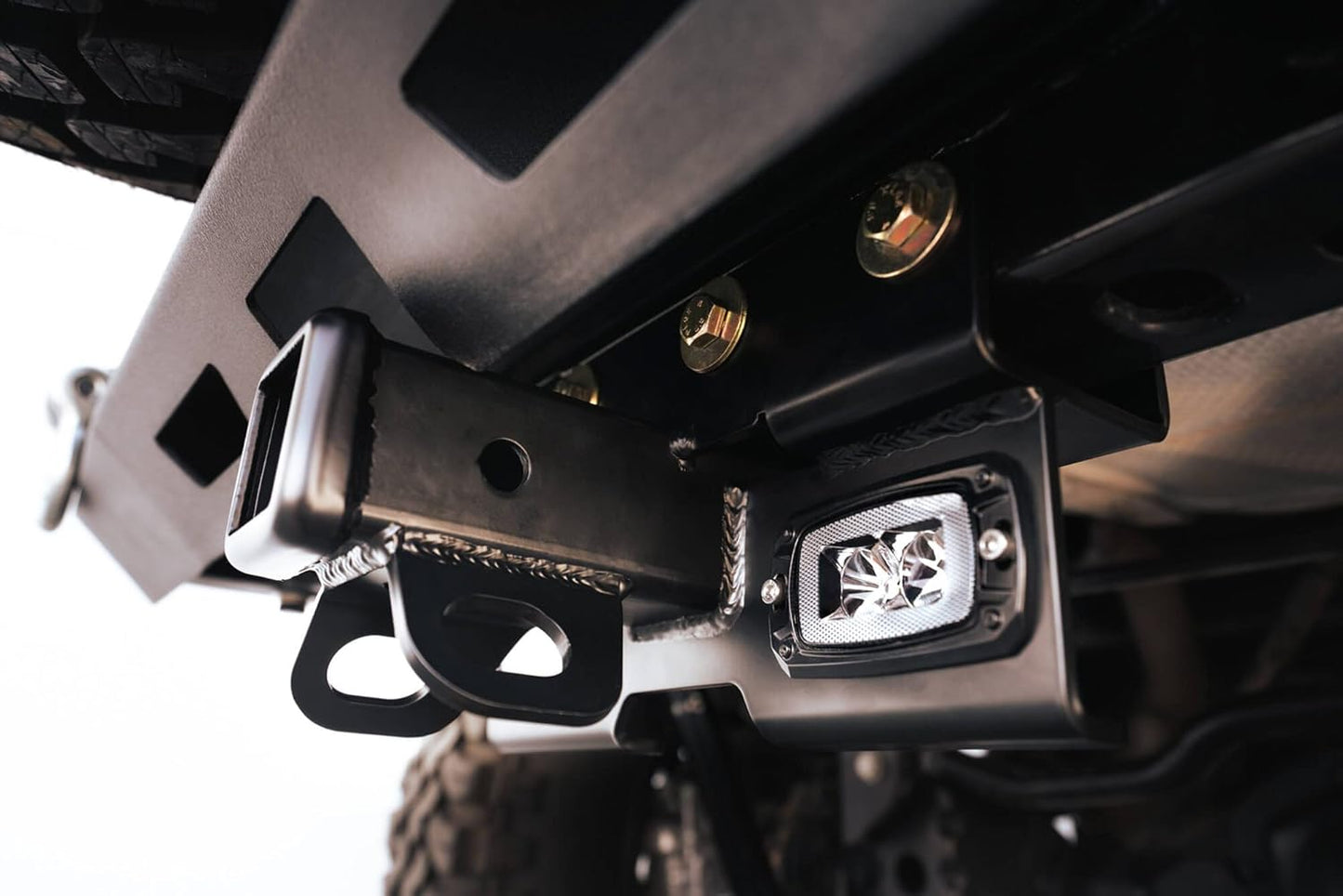 Bolt-on Hitch with Lights Compatible with 2007-2018 Jeep Wrangler JK & 2018-2025 Jeep Wrangler JL | Uses Factory Mounting Location | 2-inch Receiver | LED Lights Included | DV8 Offroad