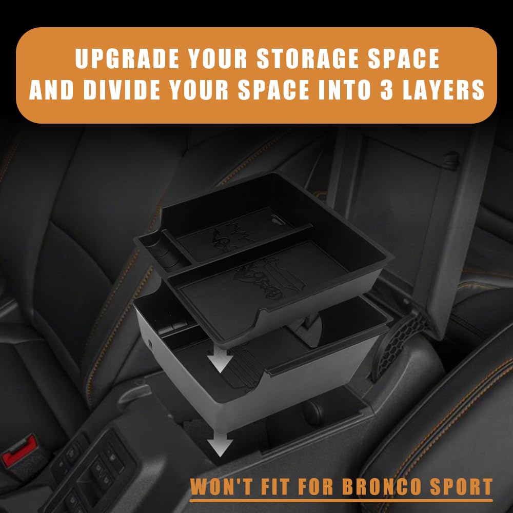 Center Console Organizer Compatible with 2025 2026 Ford Bronco (Not for 2-Door& Manual &Bronco Sport)