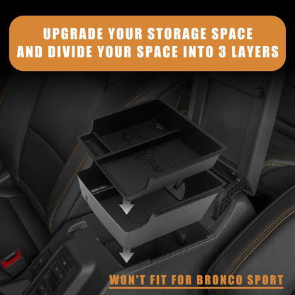 Center Console Organizer Compatible with 2025 2026 Ford Bronco (Not for 2-Door& Manual &Bronco Sport)