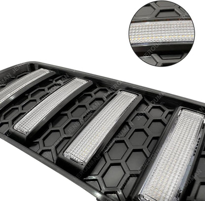 Pair Fog Lights LED For Tundra Compatible With 2022 2023 2024 2025 Toyota Tundra Daytime Running Lights Front Grille Air Intake Vent Lamps Turn Signal DRL Matter Black LH&RH (W/Light)