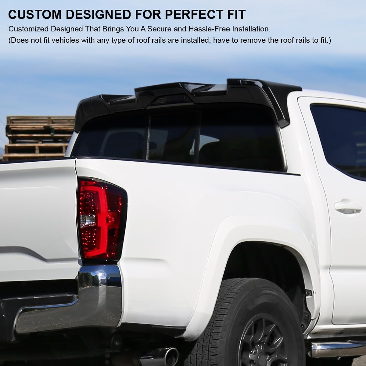 Spec-D Tuning Glossy Black ABS Cab Roof Spoiler For 2016-2022 Toyota Tacoma Models