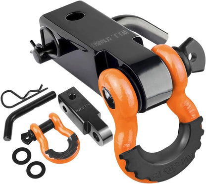 Tow Hitch Receiver 2, 45,000 Lbs Break Strength Heavy Duty Receiver with 5/8 Screw Pin, 3/4 Shackle, Towing Accessories for Vehicle Recovery Off-Road - OMOTOR