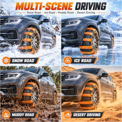 Universal Snow Chains, Portable Tire Chains for Car Truck SUV