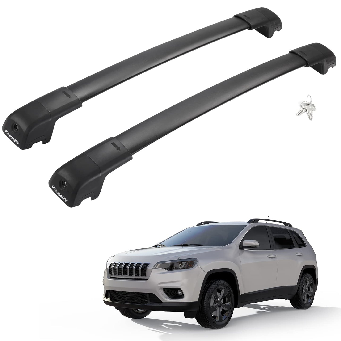 Roof Rack Cross Bars Compatible with Jeep Grand Cherokee Altitude & SRT & Trackhawk with Roof Black Moldings 2011-2022, Aluminum Crossbar Replacement with Lock for Roof Cargo Kayak Skiboard