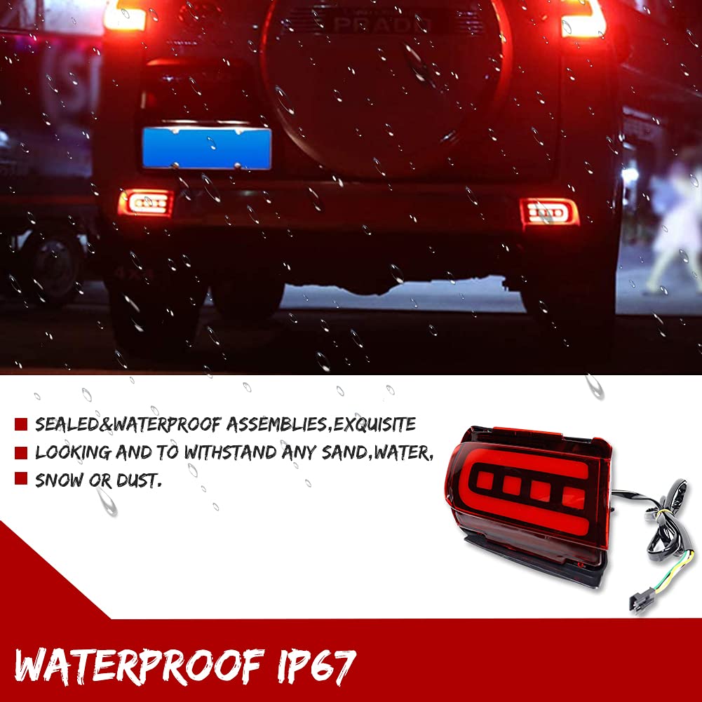 3D Optic LED Rear Bumper Reflectors Brake Tail Light Lamps Kit For Toyota Land Cruiser PRADO FJ 150 2010 - 2018