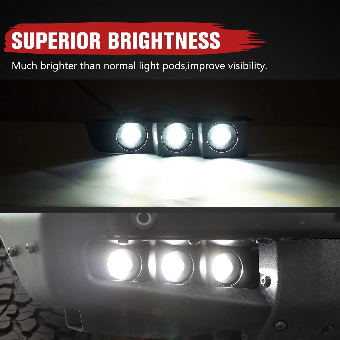 LED Fog Lights for 2021 2022 2023 Ford Bronco 2/4-Door, Front Lower Bumper Fog Light Kit with Bracket, White Daytime Running Light Assemble Accessories, 2PCS