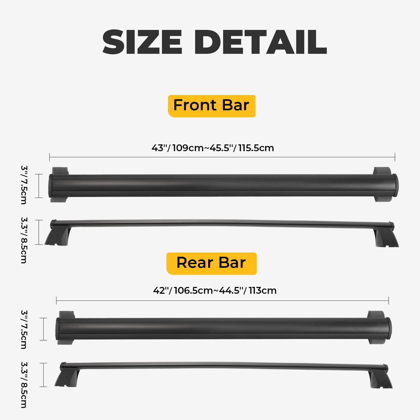 Roof Rack Cross Bars Compatible with Jeep Grand Cherokee Altitude & SRT & Trackhawk with Roof Black Moldings 2011-2022, Aluminum Crossbar Replacement with Lock for Roof Cargo Kayak Skiboard