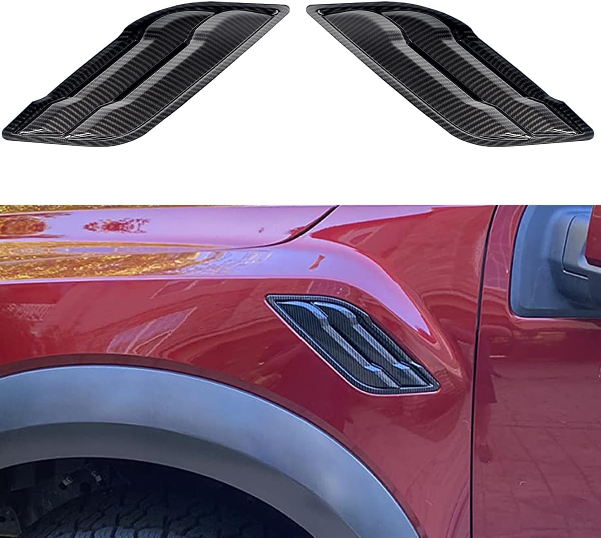 2pcs ABS Carbon Fiber Front Fender Air Outlet Vent Cover Trim for Ford F150 2017-2025