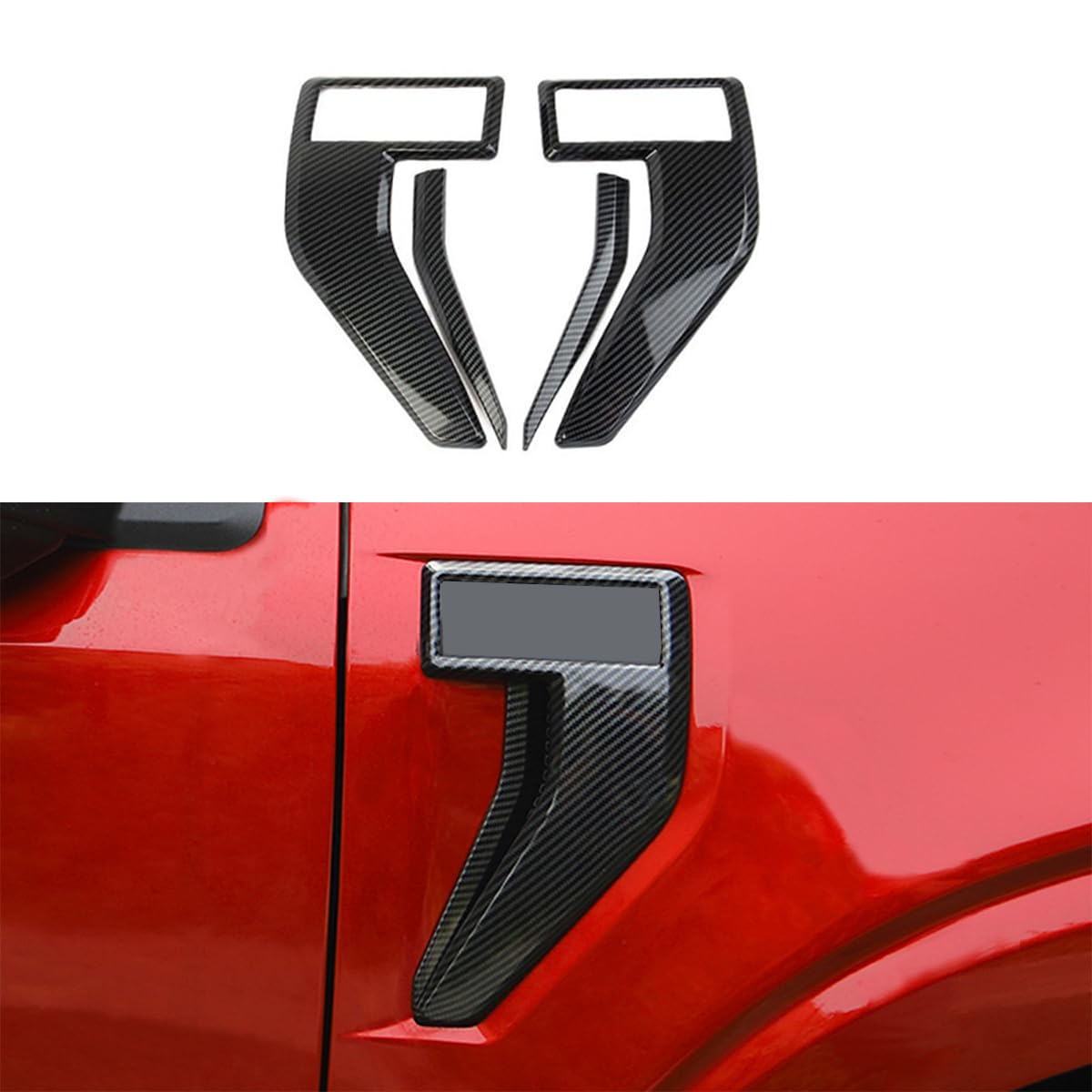 Keptrim for F-150 Raptor ABS Carbon Fiber Front Fender Air Outlet Vent Cover Trim for Ford F150 2015-2020, 2pcs